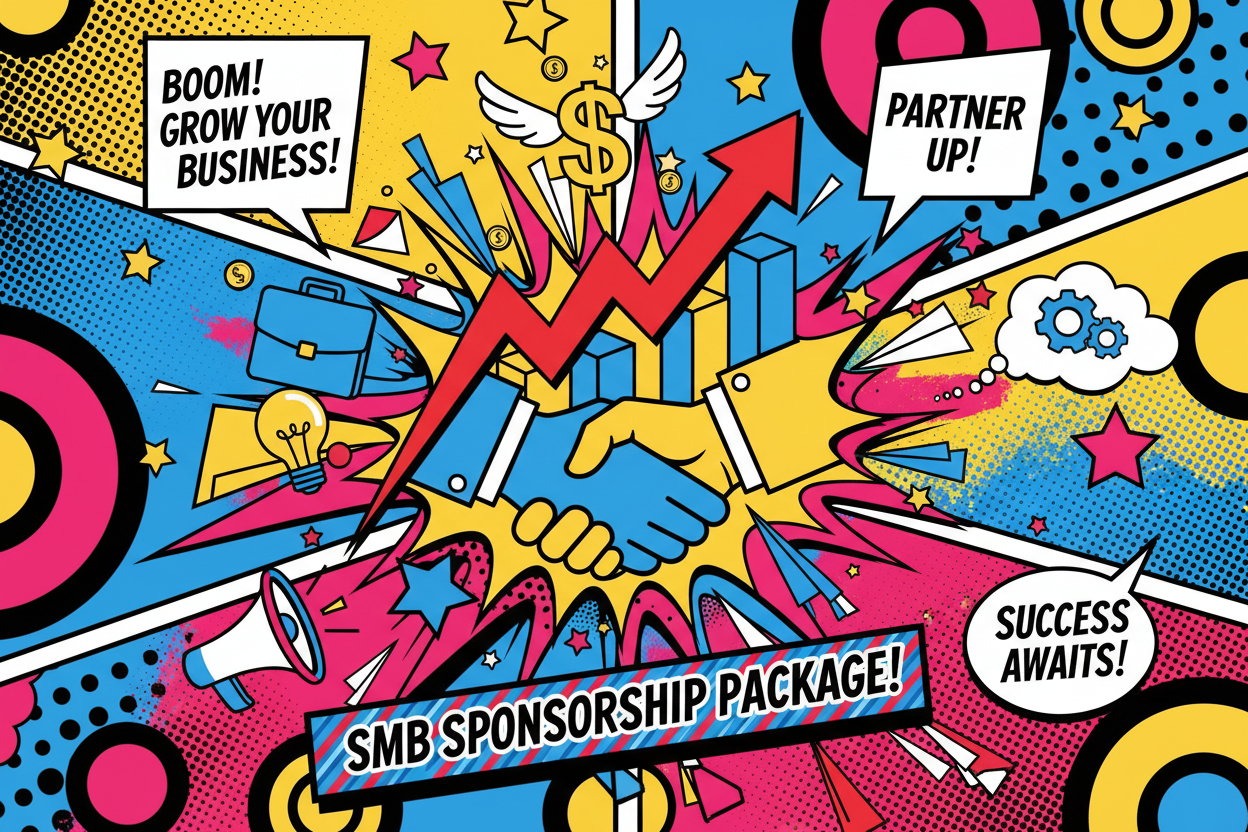 in a POP style we need an image that is applicable for SMB or SMALL and MEDIUM BUSINESSES. This is a PACKAGE product for sponsors...